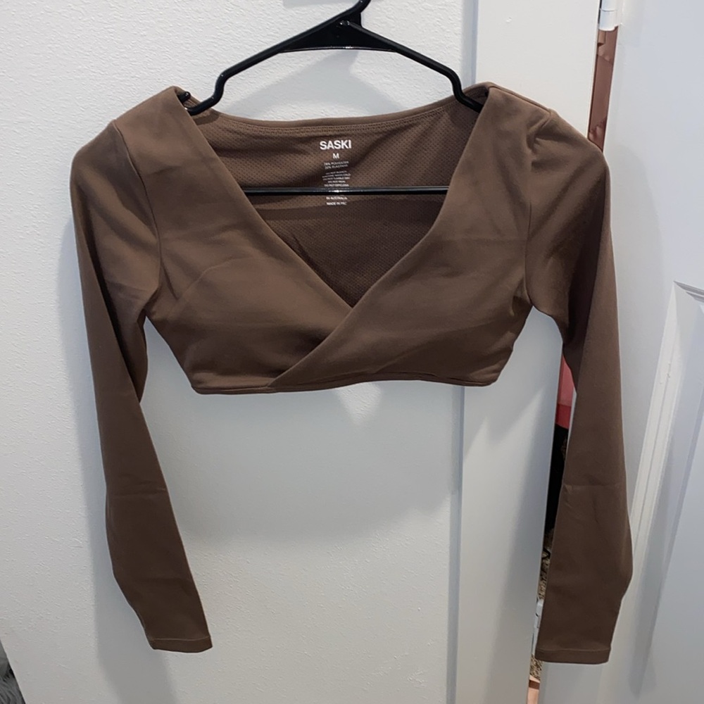 Aurora Long Sleeve Crop - Coffee Bean
